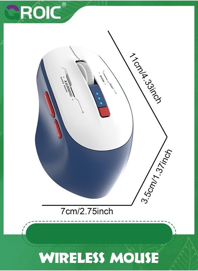 Wireless Mouse, 1600DPI 2.4G Premium Wireless Mice, 6 Buttons Thumb Support Wireless Optical Computer Mouse, Ergonomic USB Rechargeable Blue-Tooth Mouse for PC Tablet Notebook