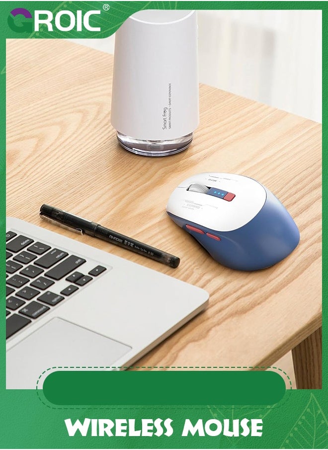 GROIC Wireless Mouse, 1600DPI 2.4G Premium Wireless Mice, 6 Buttons Thumb Support Wireless Optical Computer Mouse, Ergonomic USB Rechargeable Blue-Tooth Mouse for PC Tablet Notebook  - Image 3