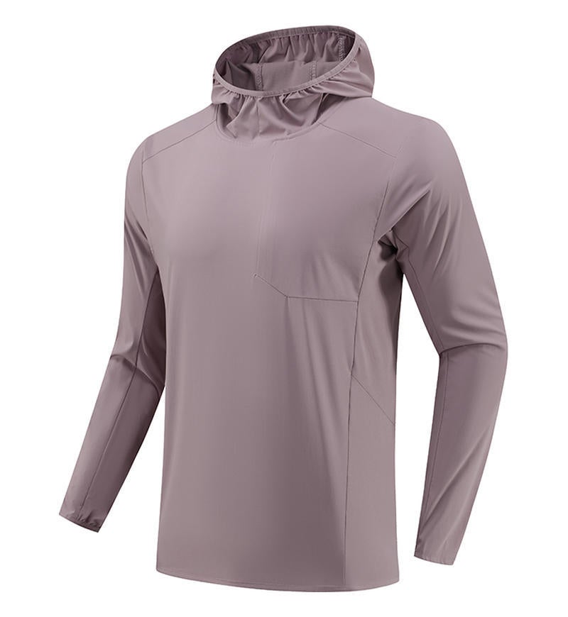 Generic Autumn Birds Sport Quick-Dry Hooded Windbreaker T-Shirt Grape purple 