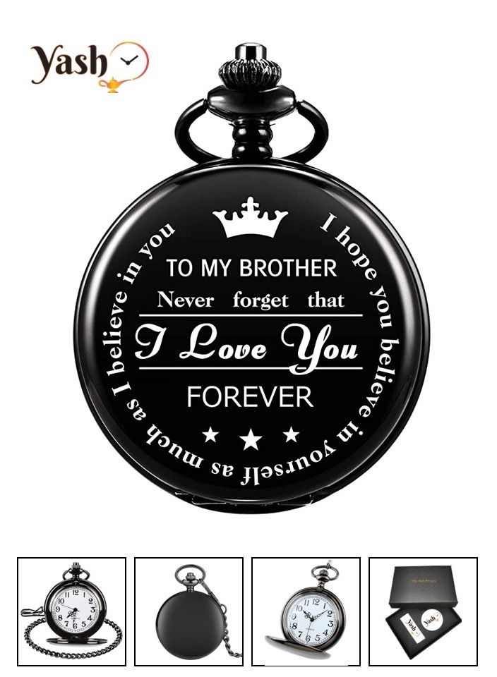 ياش ريترو ستايل أنا أحبك ساعة جيب كوارتز للزوج والزوجة أمي أبي ابن ابنة المعلم مع سلسلة وتغليف ياش - Image 1
