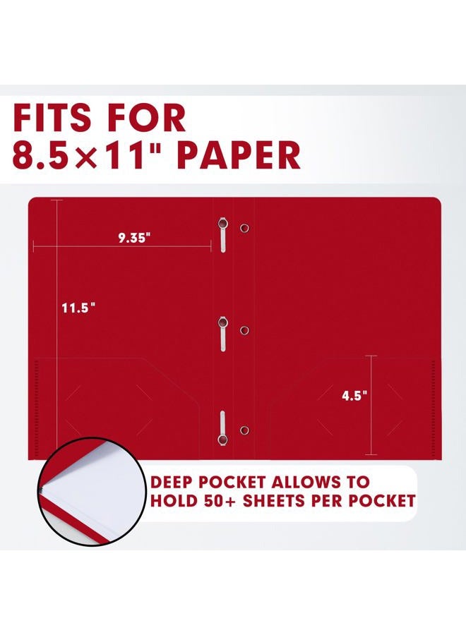 LAYZZ Plastic 2 Pocket Folders with Prongs, 30 Pack, Heavyweight, Letter Size Poly Folders with 3 Metal Prongs Fastener Clips (Red) - Image 2
