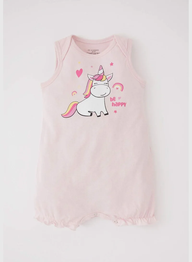 DeFacto Regular Fit Sleeveless Unicorn Print Sleepsuit