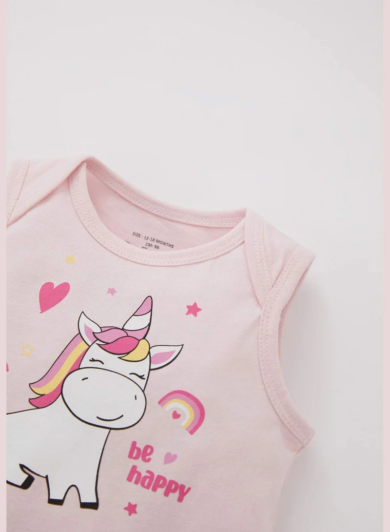 DeFacto Regular Fit Sleeveless Unicorn Print Sleepsuit