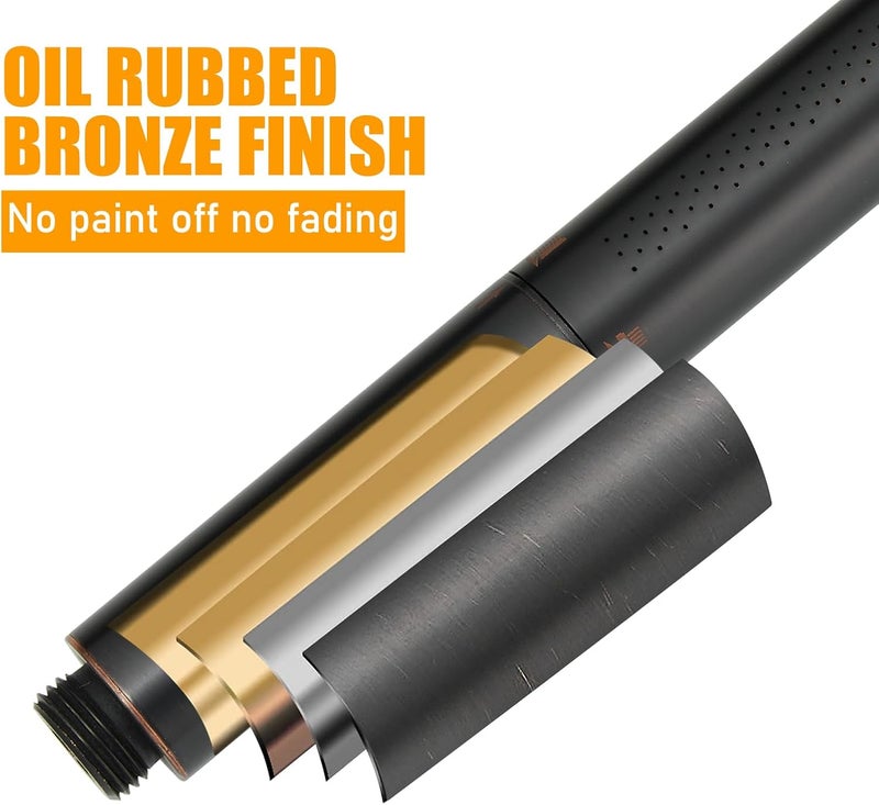 BESy Brass 2 In 1 Function Handheld Shower Head Set High Pressure 7 Inch Shower Head High Flow Hand Shower Wand with 59 Inch Hose, Bracket, Oil Rubbed Bronze - Image 4