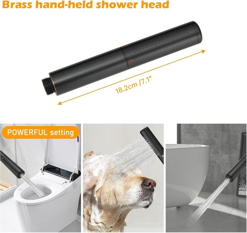 BESy Brass 2 In 1 Function Handheld Shower Head Set High Pressure 7 Inch Shower Head High Flow Hand Shower Wand with 59 Inch Hose, Bracket, Oil Rubbed Bronze - Image 3