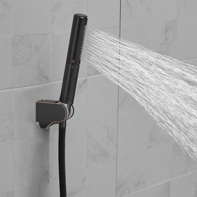 BESy Brass 2 In 1 Function Handheld Shower Head Set High Pressure 7 Inch Shower Head High Flow Hand Shower Wand with 59 Inch Hose, Bracket, Oil Rubbed Bronze - Image 2