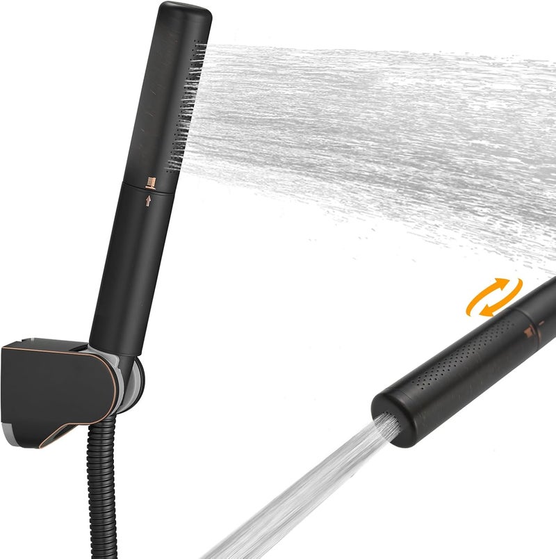 BESy Brass 2 In 1 Function Handheld Shower Head Set High Pressure 7 Inch Shower Head High Flow Hand Shower Wand with 59 Inch Hose, Bracket, Oil Rubbed Bronze - Image 1