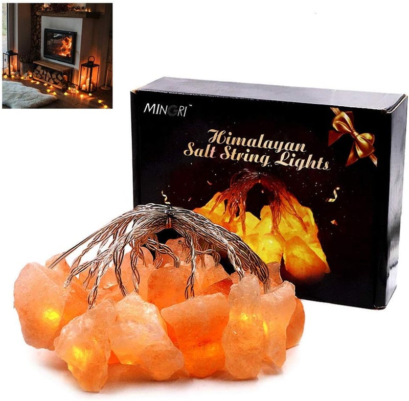 MINGRI Himalayan Salt lamp Salt Rock Night Light USB Fairy Hanging String Lights for Bedroom,Crystal Stones Natural Pink Salt Lamp for Meditation,Yoga,Office, Bedside,Desk,Computer, Baby,Child - Image 1