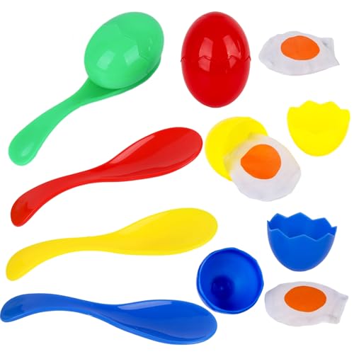 LovesTown Spoon Race Game Set Egg Relay Race for Kids with Yolk Outdoor Plastic Eggs Game Birthday Party Favors - Image 1