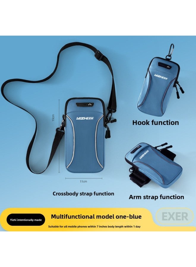 Generic Wrist Bag Arm Bag Female Running Sports Mobile Phone Bag Arm Bag Arm Sleeve Mobile Phone Bag Outdoor Equipment Fitness Bag Handbag-Color:Multifunctional-Blue - Image 1
