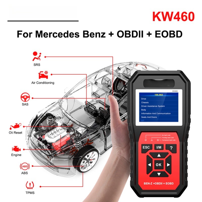 Car Scan Tool: 2.8" LCD Color Screen - Professional OBDII Diagnostic Scan Tool for Mercedes Benz Vehicle Owners & Electronic Control System Diagnosis - Image 5