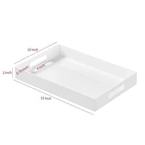 KEVJES Acrylic Tray with Embedded Handle 10x15 Inch White - Image 3