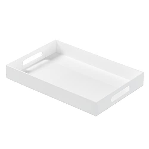 KEVJES Acrylic Tray with Embedded Handle 10x15 Inch White - Image 1
