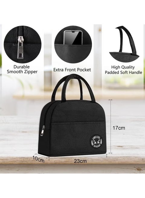 حقيبة غداء معزولة ،حقيبة تبريد صغيرة مقاومة للماء ومضادة للتسرب، منظم غداء للعمل والمدرسة والنزهات (أسود)