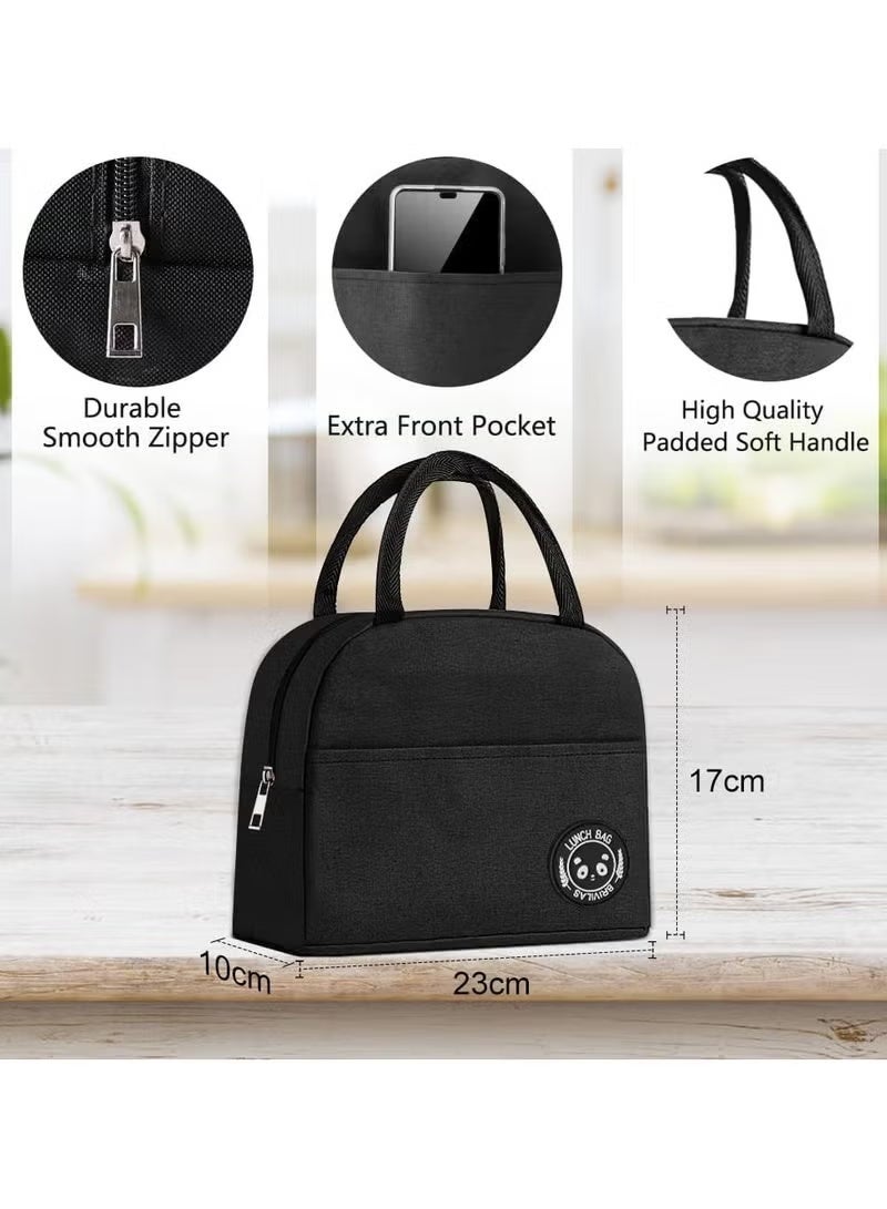 حقيبة غداء معزولة ،حقيبة تبريد صغيرة مقاومة للماء ومضادة للتسرب، منظم غداء للعمل والمدرسة والنزهات (أسود) - Image 1