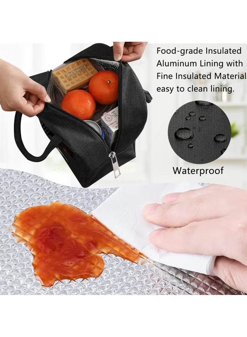 حقيبة غداء معزولة ،حقيبة تبريد صغيرة مقاومة للماء ومضادة للتسرب، منظم غداء للعمل والمدرسة والنزهات (أسود) - Image 3
