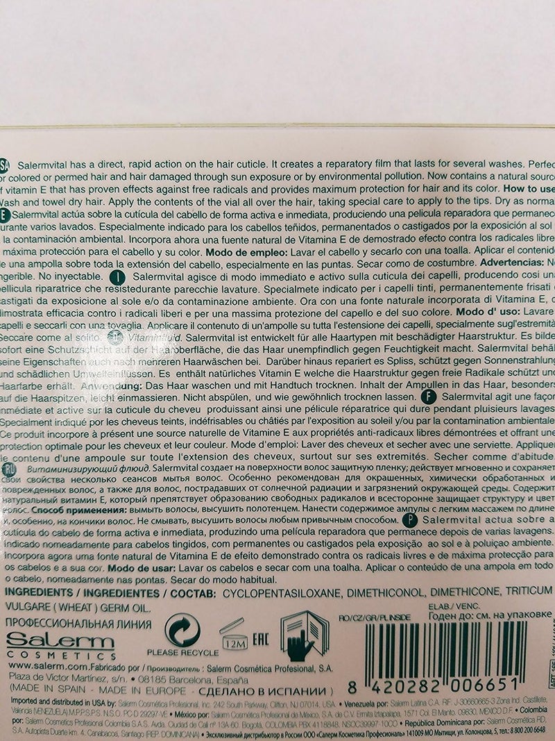 Salerm Vital Hair Structure Vitalizing Lotion - 5 Vials of 10 ml Each - Image 2