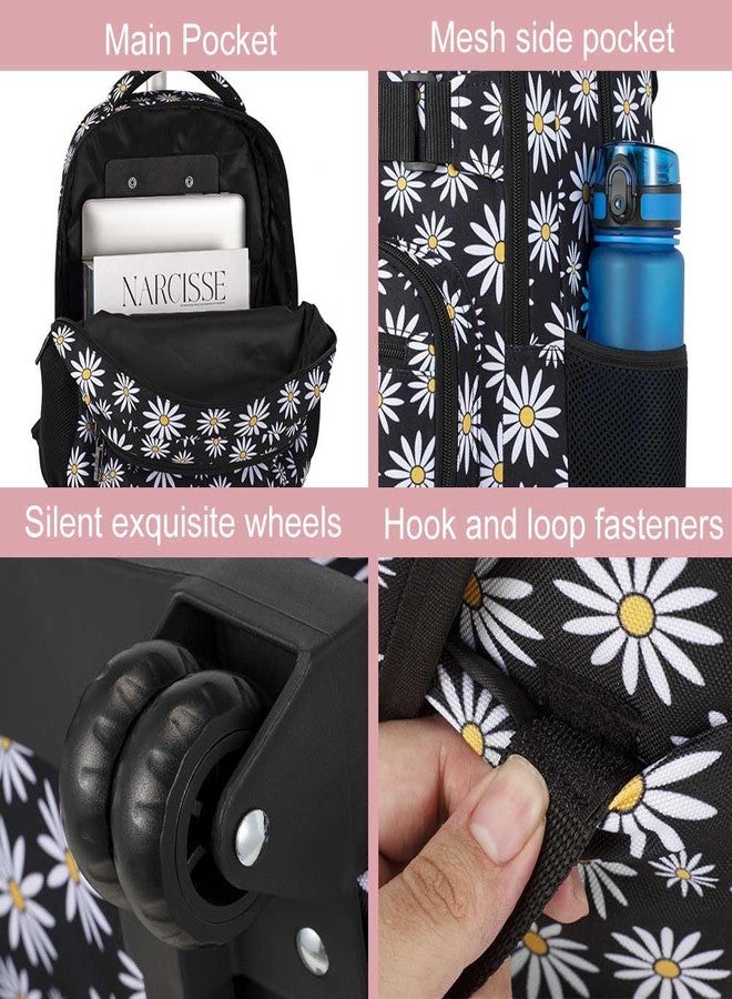 gxtvo Rolling Backpack for Womens and Mens, Adults Wheeled Bookbag with Lunch Box for Girls and Boys., Chrysanthemum Black, Large, Chrysanthemum Black - Image 5