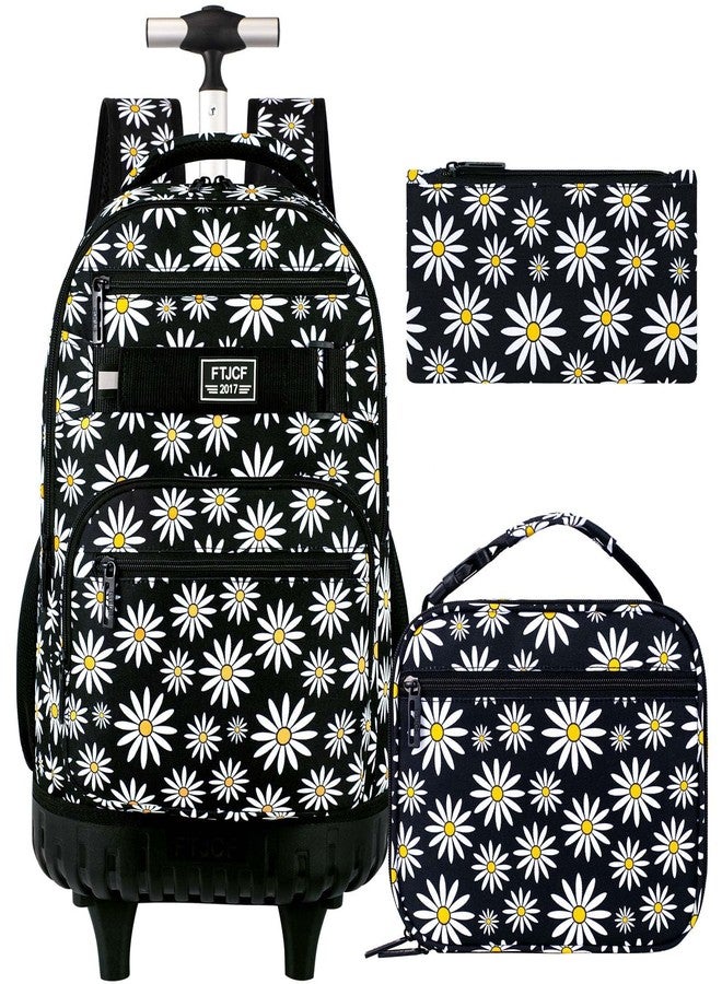 gxtvo Rolling Backpack for Womens and Mens, Adults Wheeled Bookbag with Lunch Box for Girls and Boys., Chrysanthemum Black, Large, Chrysanthemum Black - Image 1