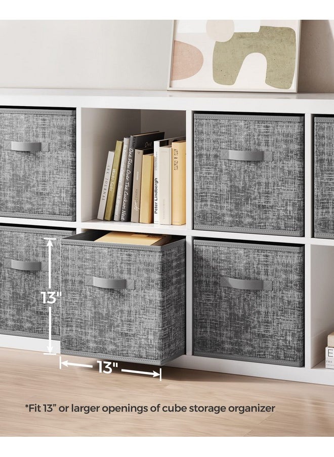 SONGMICS SONGMICS Storage Cubes, 13-Inch Non-Woven Fabric Bins with Double Handles, Set of 6, Closet Organizers for Shelves, Foldable, for Clothes, Cattail Gray UROB033G01  - Image 3