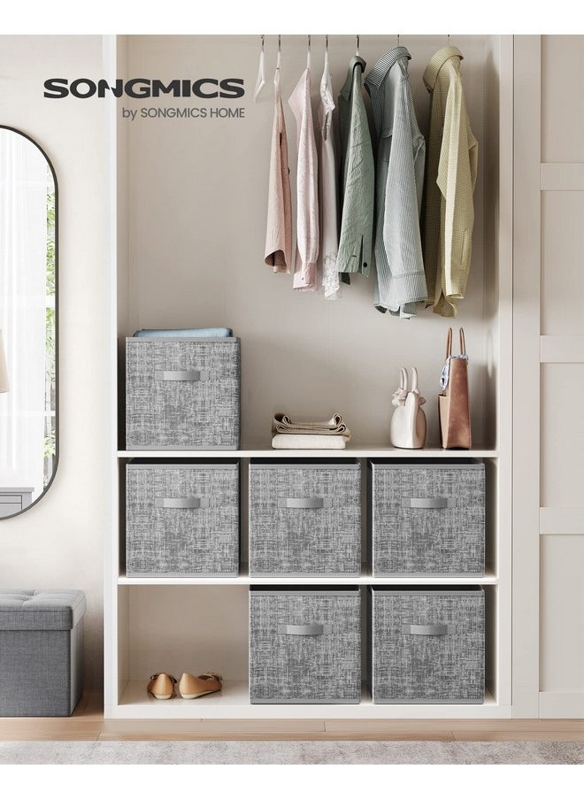 SONGMICS SONGMICS Storage Cubes, 13-Inch Non-Woven Fabric Bins with Double Handles, Set of 6, Closet Organizers for Shelves, Foldable, for Clothes, Cattail Gray UROB033G01  - Image 2