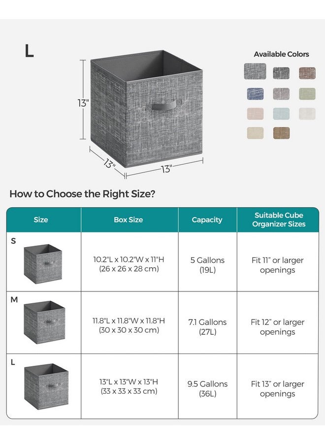 SONGMICS SONGMICS Storage Cubes, 13-Inch Non-Woven Fabric Bins with Double Handles, Set of 6, Closet Organizers for Shelves, Foldable, for Clothes, Cattail Gray UROB033G01  - Image 4