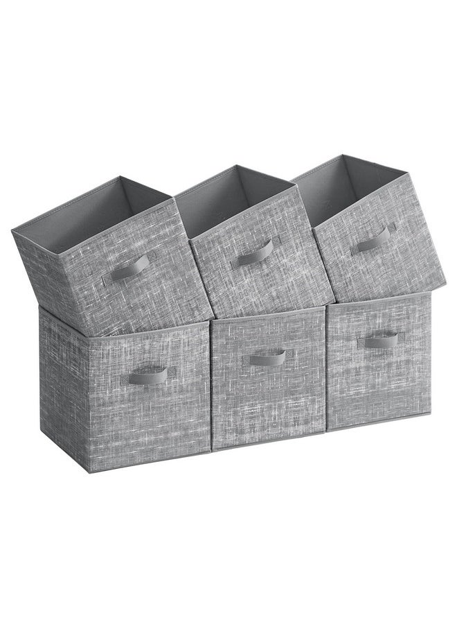 SONGMICS SONGMICS Storage Cubes, 13-Inch Non-Woven Fabric Bins with Double Handles, Set of 6, Closet Organizers for Shelves, Foldable, for Clothes, Cattail Gray UROB033G01  - Image 1