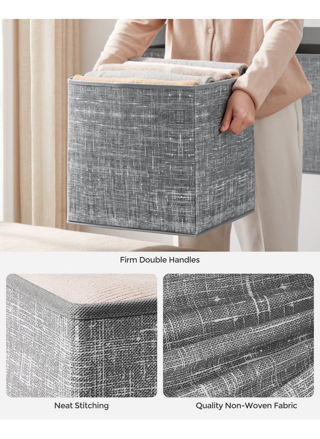 SONGMICS SONGMICS Storage Cubes, 13-Inch Non-Woven Fabric Bins with Double Handles, Set of 6, Closet Organizers for Shelves, Foldable, for Clothes, Cattail Gray UROB033G01  - Image 5
