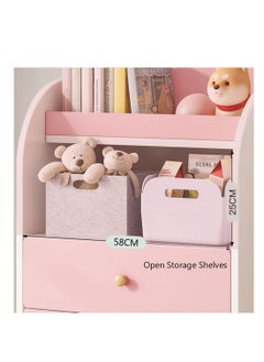 Generic Bedroom Wardrobe Bedroom Closet Wooden Storage Cabinet with Clothes Hanging Rod Kids Wardrobe Closet with 5 Drawers & Open Shelves for Nursery Room Storage Cupboard with Garment Rack Organizer (YN011-Pink)  - Image 5