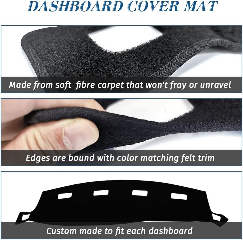 KEDAKEJI Black Dashboard Cover Mat for 2002-2005 Dodge Ram 1500 & 2003-2005 2500/3500 - Image 3