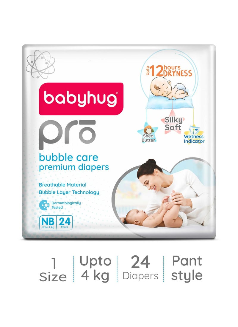babyhug - Babyhug Pro Bubble Care Premium Pant Style Diapers, 24 Pieces, Size 1, 0 to 4kg - Quick Absorption, Up to 12Hrs Dryness, Wetness Indicator, Leak Guard, Flexible Waistband, Silky Soft - Image 1