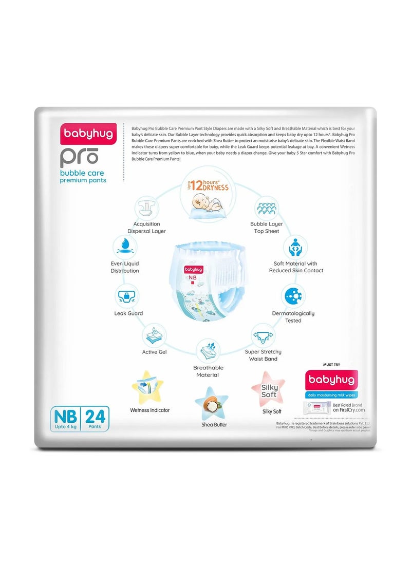 babyhug - Babyhug Pro Bubble Care Premium Pant Style Diapers, 24 Pieces, Size 1, 0 to 4kg - Quick Absorption, Up to 12Hrs Dryness, Wetness Indicator, Leak Guard, Flexible Waistband, Silky Soft - Image 1