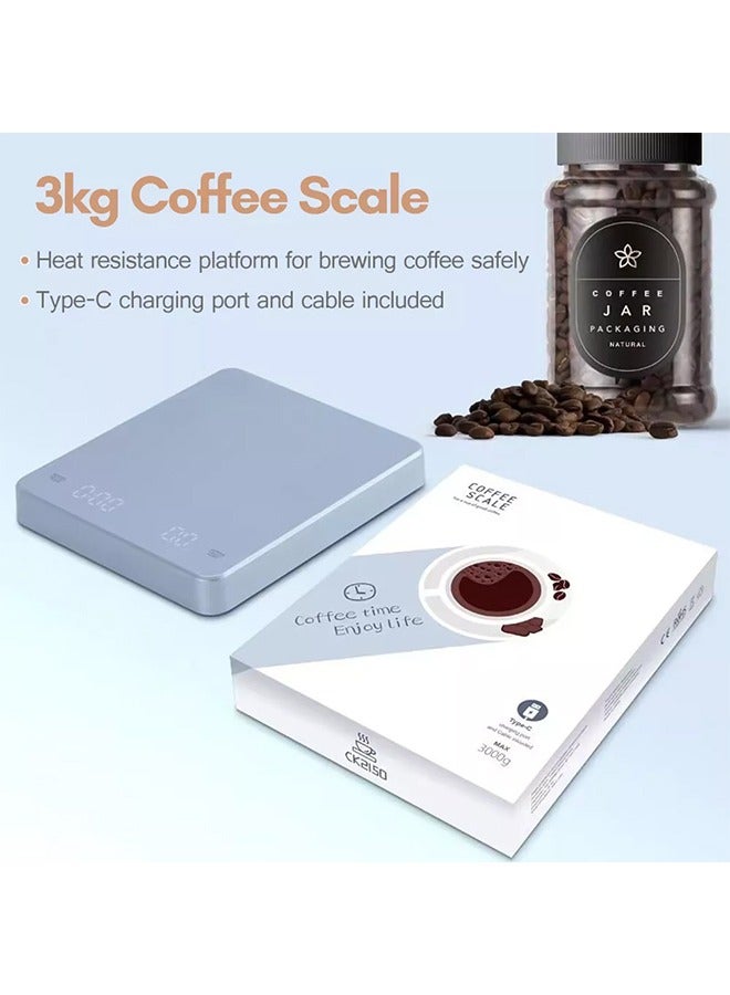 Rechargeable Digital Coffee Scale with Timer Screen Coffee Scale Food Scale Kitchen Scale For Cafe Restaurant Coffee Making-Blue - Image 5
