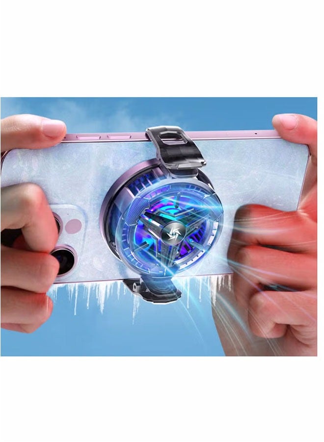 Beauenty Phone Cooler, Phone Cooling Fan for Gaming, 2 Modes, Adsorption Design, Semiconductor Phone Cooler with RGB Light,Mini Phone Cooler for Mobile Phone Tablet PC - Image 2