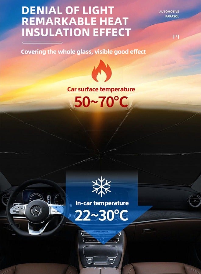 Universal Car Windshield Sun Shade - UV Reflective Sunshield with Heat Blocking Panel, Foldable Sunscreen Protector for Front Window - Image 5