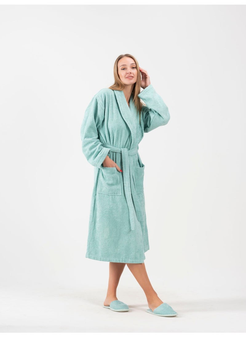 Ender Home Bathrobe Shalyaka Model Two Pockets Belted Cotton Boucle Bathrobe  - Image 2