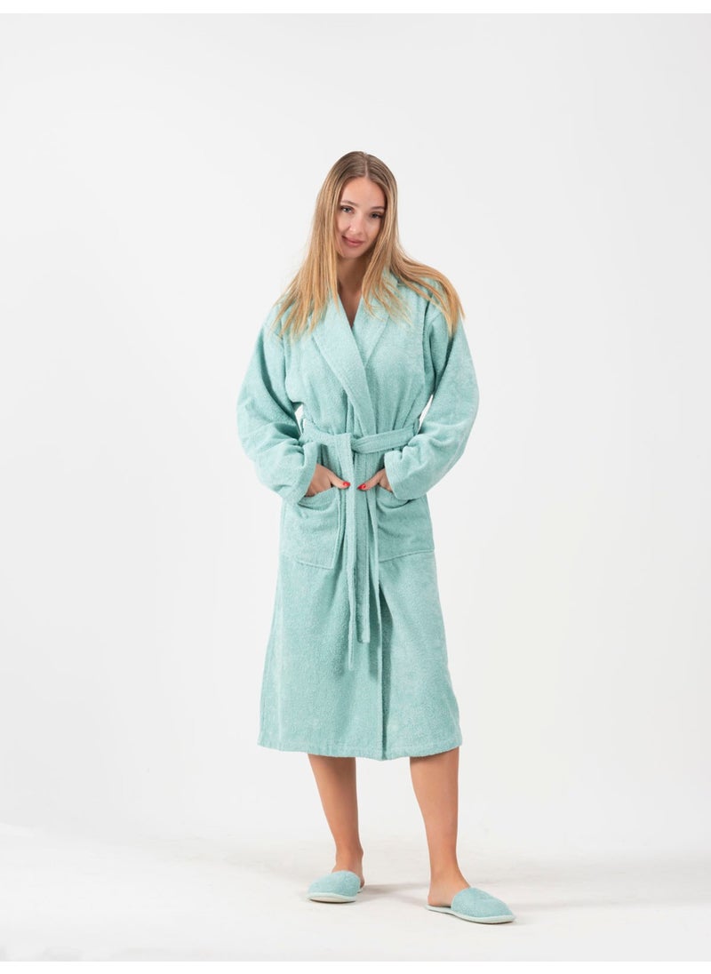 Ender Home Bathrobe Shalyaka Model Two Pockets Belted Cotton Boucle Bathrobe  - Image 1