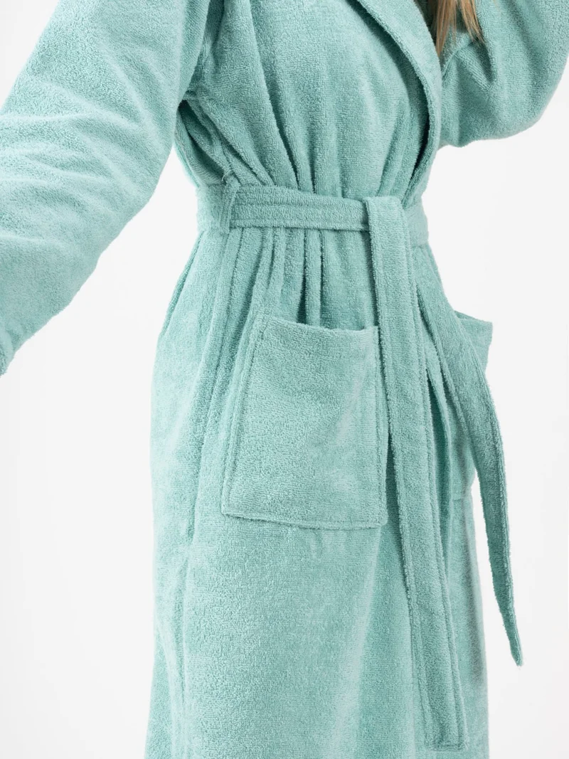 Ender Home Bathrobe Shalyaka Model Two Pockets Belted Cotton Boucle Bathrobe