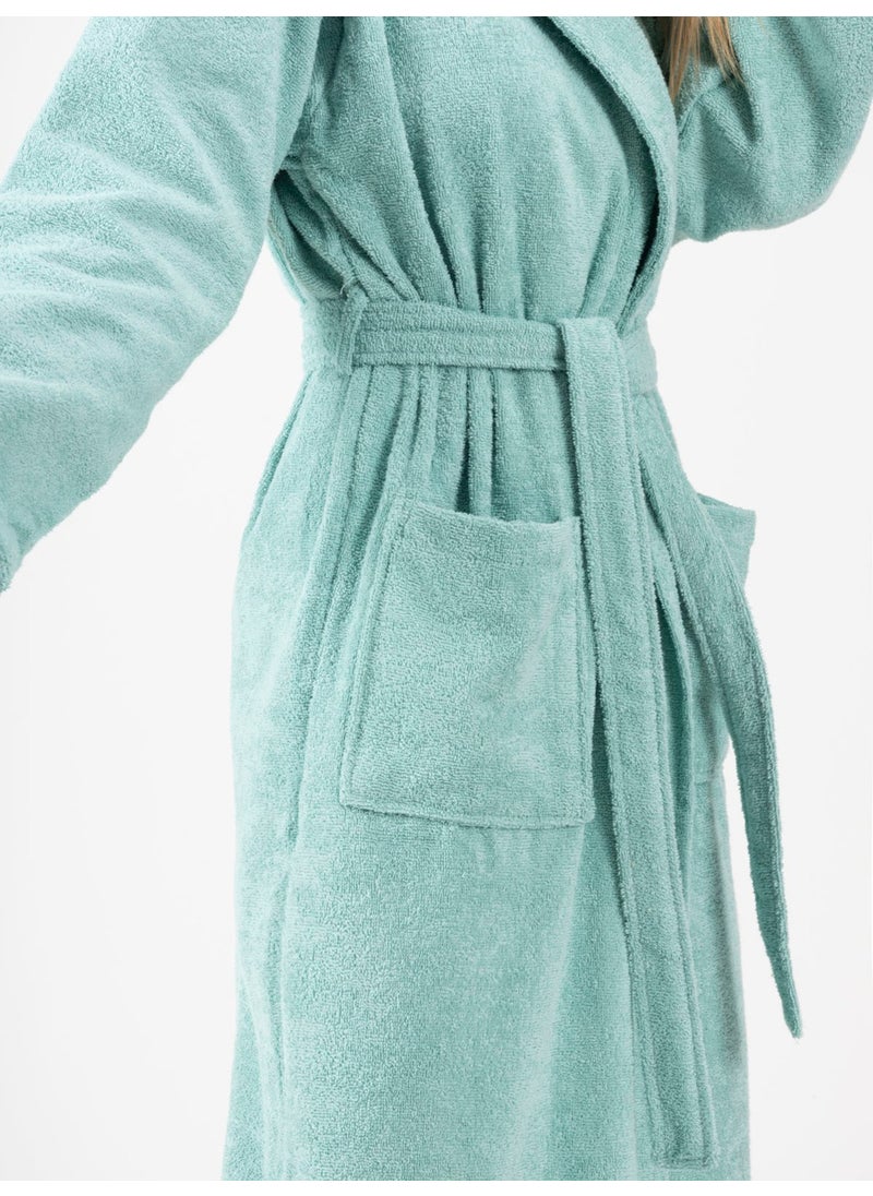 Ender Home Bathrobe Shalyaka Model Two Pockets Belted Cotton Boucle Bathrobe  - Image 4