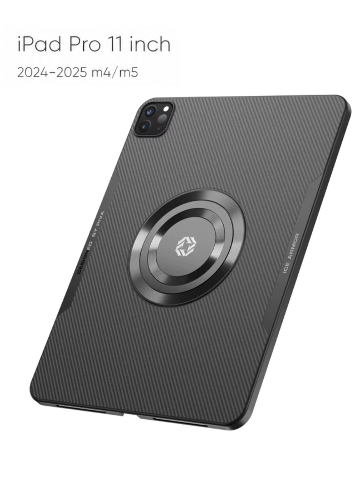 PIVA 2-in-1 Magnetic Gaming Protective Case, Carbon Fiber TPU Cover with Built-In Magnetic Ring and Thermal Conductive Plate, Shock-Resistant Protection, Compatible with Magnetic Coolers – for iPad Pr