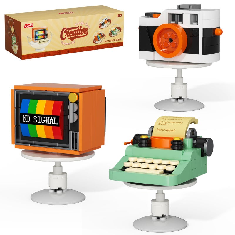 JAKI Typewriter Camera Television Building Toys Retro Classic Series Building Blocks Set with Dust Cover Collectible Vintage Display Model Office Room Decor - Image 3