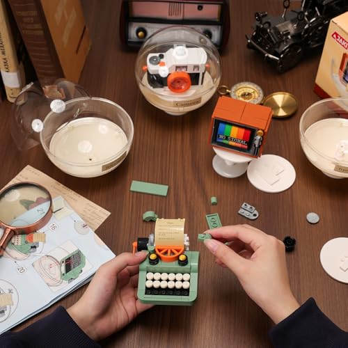 JAKI Typewriter Camera Television Building Toys Retro Classic Series Building Blocks Set with Dust Cover Collectible Vintage Display Model Office Room Decor - Image 5