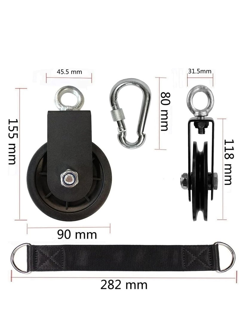 KANGAROO Gym Pulley System with Suspension Belt Carabiner Roller Traction Wheel Fitness Equipment Crossfit Pilates Yoga Triceps Exerciser - Image 2