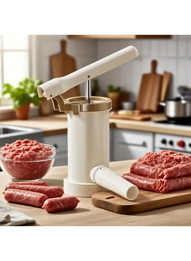 Gray Heavy Duty Manual Sausage Stuffer Maker With Large Capacity Plastic Construction For Home Kitchen Butchery Or Commercial Use Efficient Meat Filling Machine For Sausages Meat Processing And Prep Compact Durable Kitchen Tool - Image 1