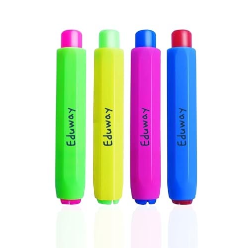 Eduway Multi Color Chalk Holder (Pack Of 4) For Black Board/Chalkboard | Perfect for Kids & Teacher | Non-Toxic & Oil Pastel Holder | Dustless Chalk Holder Pen for School & Classroom |(Assorted Color) - Image 1