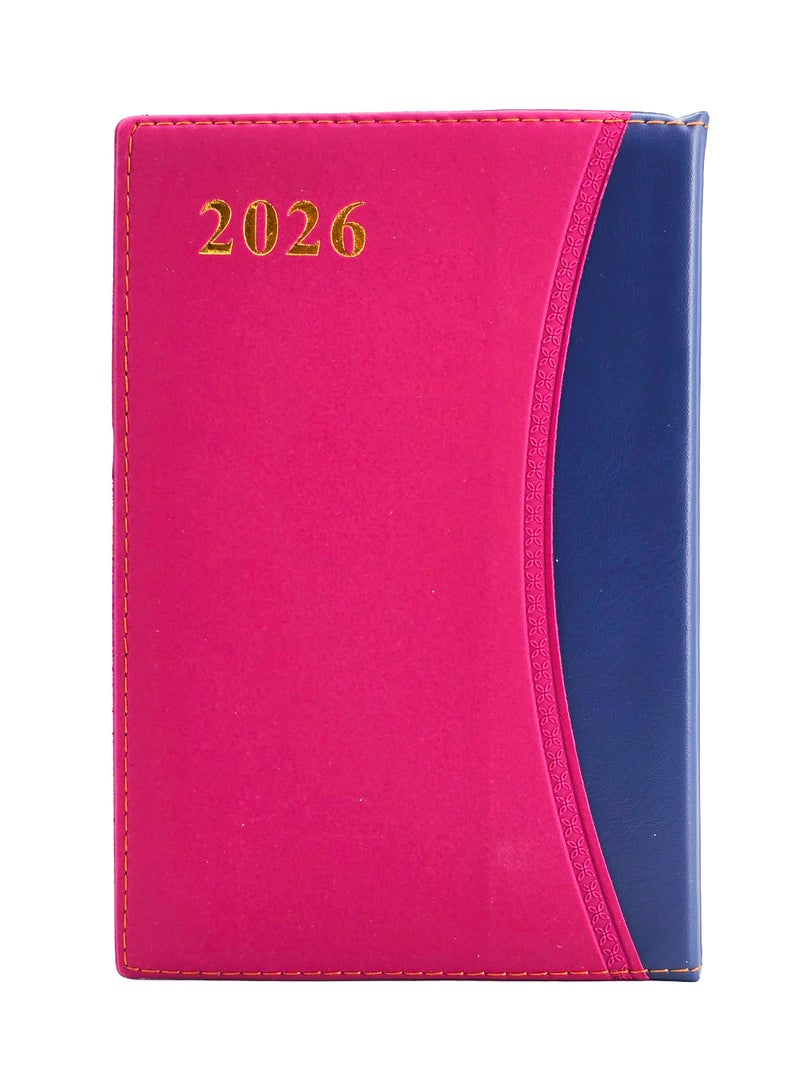 أجندة ثنائية اللون 2026، مخطط يومي مقاس A5 بغلاف بلاستيكي أنيق - كستنائي - Image 1
