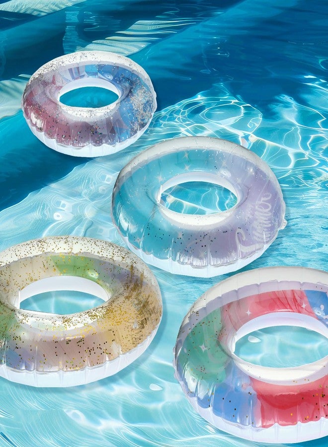 Vinsot 4 Pcs Kids Inflatable Swimming Rings Pool Tubes Pool Floats Toys Glitter Sequins Inflatable Swim Tube Raft for Boys Girls Children Beach Outdoor Summer Supplies - Image 5