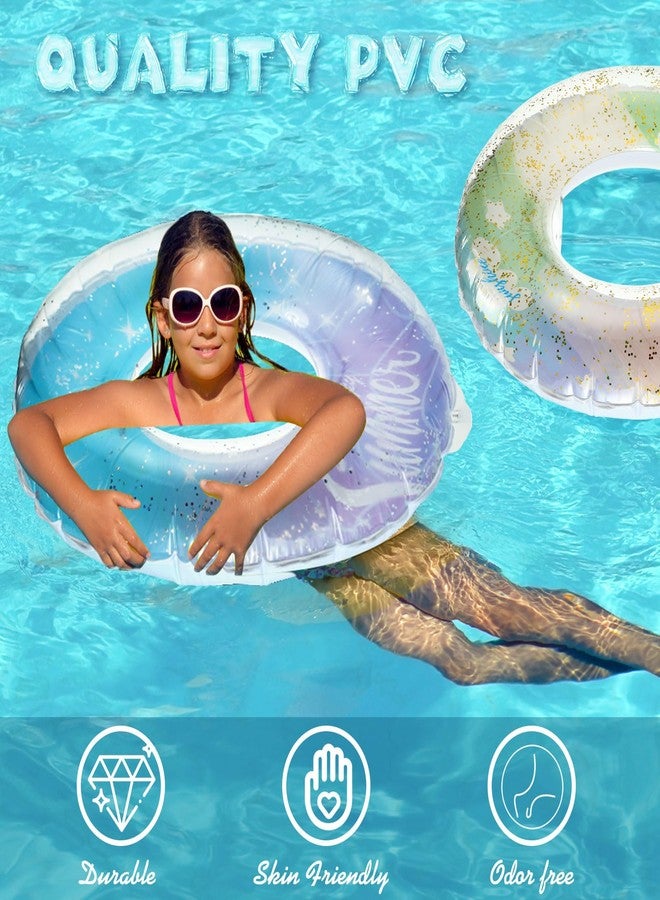 Vinsot 4 Pcs Kids Inflatable Swimming Rings Pool Tubes Pool Floats Toys Glitter Sequins Inflatable Swim Tube Raft for Boys Girls Children Beach Outdoor Summer Supplies - Image 4