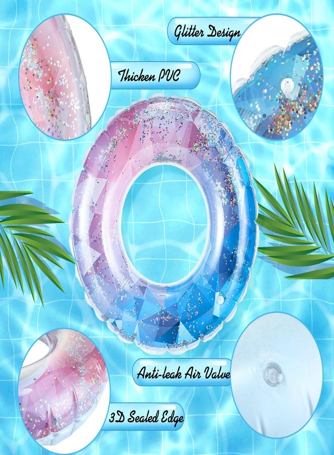 Vinsot 4 Pcs Kids Inflatable Swimming Rings Pool Tubes Pool Floats Toys Glitter Sequins Inflatable Swim Tube Raft for Boys Girls Children Beach Outdoor Summer Supplies - Image 3
