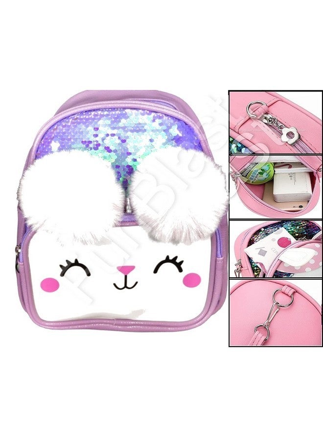 FunBlast Cartoon Theme Sequin Backpack for Kids - Sequin Bags for Girls - Small Backpack for Picnic, Outdoor Travel, Korean, Fancy Bags (Pink) - Image 3